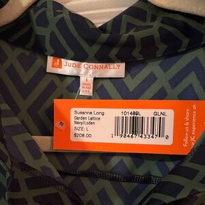 Jude Connolly Garden lattice Patterned Navy and Green Dress NWT